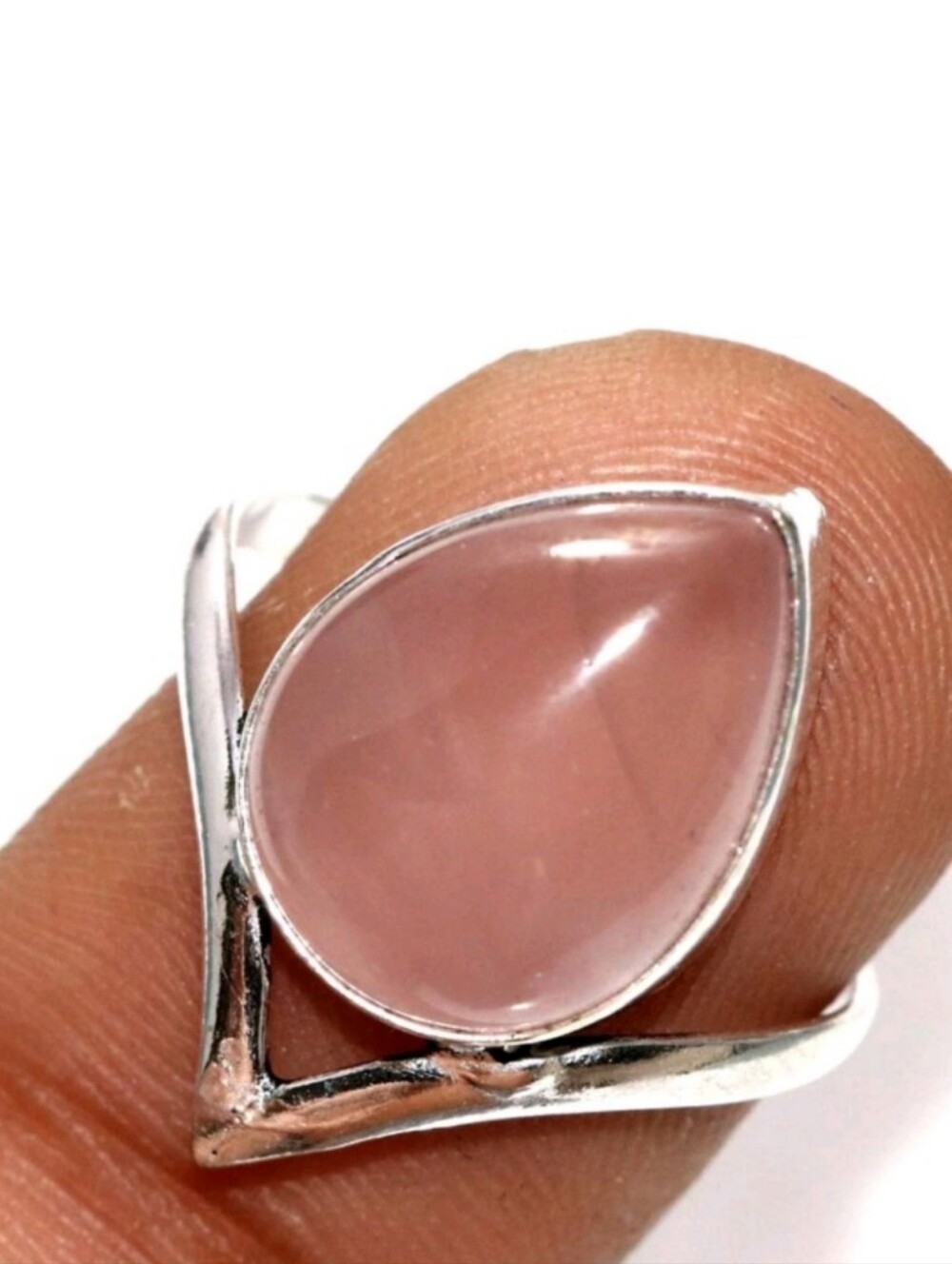 Rose Quartz Gemstone Jewelry 925 Sterling Silver Handmade Ring